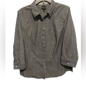 Talbots Women’s Button Down Blouse Career Work Office Striped Plus Sized 16